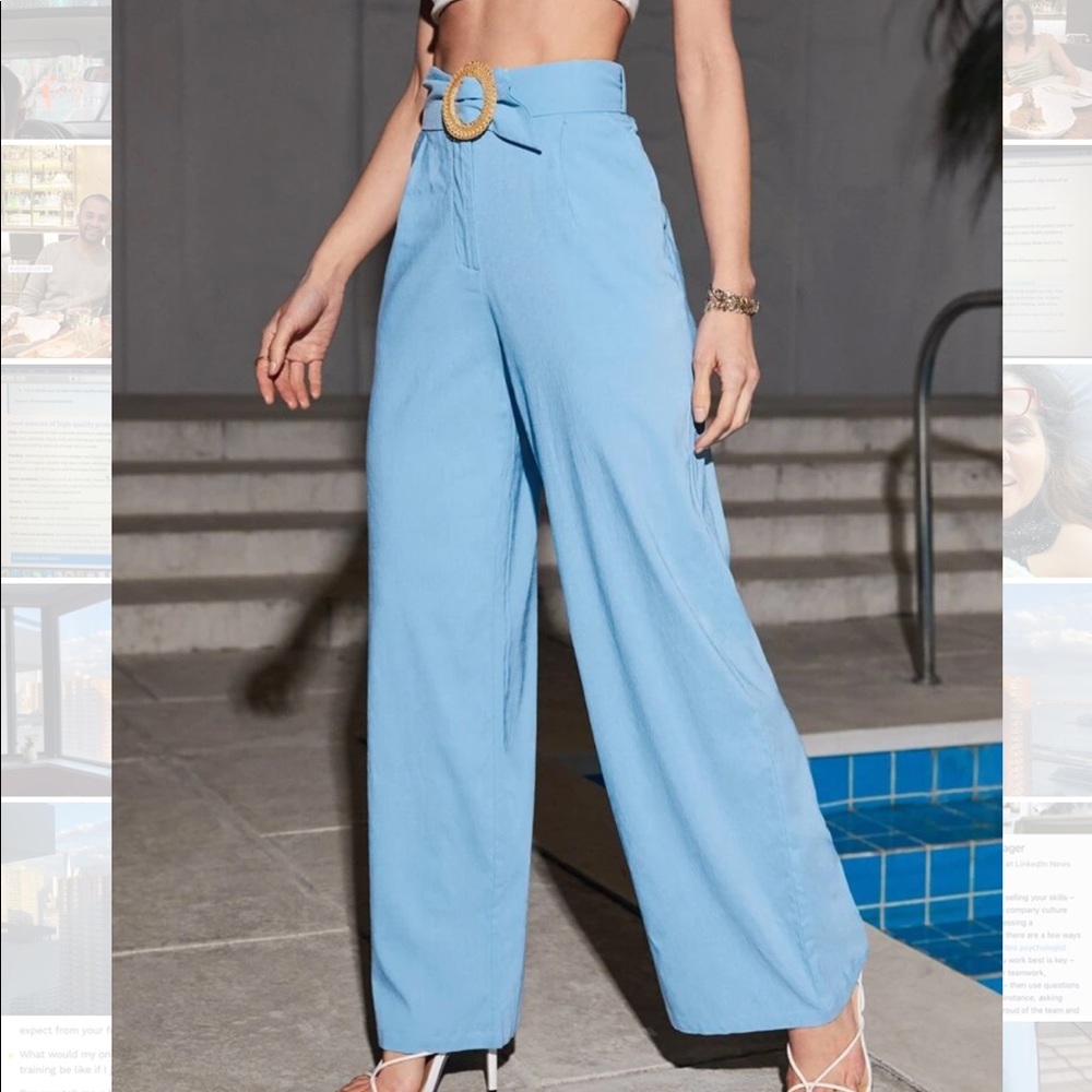 O ring detail blue pants